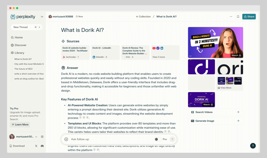 AI search platforms provide detailed product information with source citations.